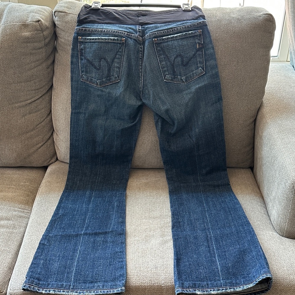 Citizens Of Humanity Maternity Sz 27 Demi Panel Deep Blue Flare Leg Jeans